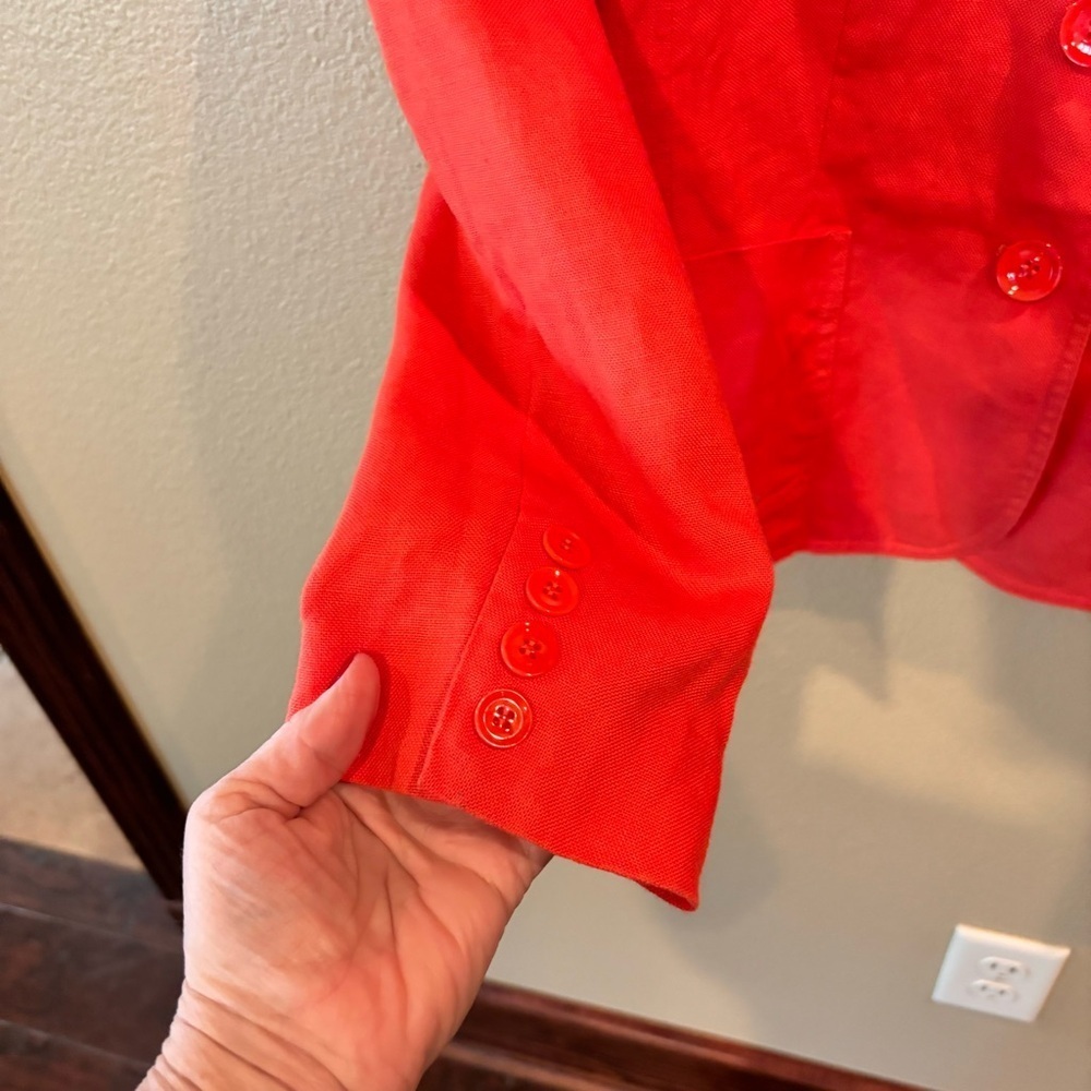 Vintage Talbots Irish Linen Blazer in Orange, size 8, Classic Staple Unique - Picture 8 of 12